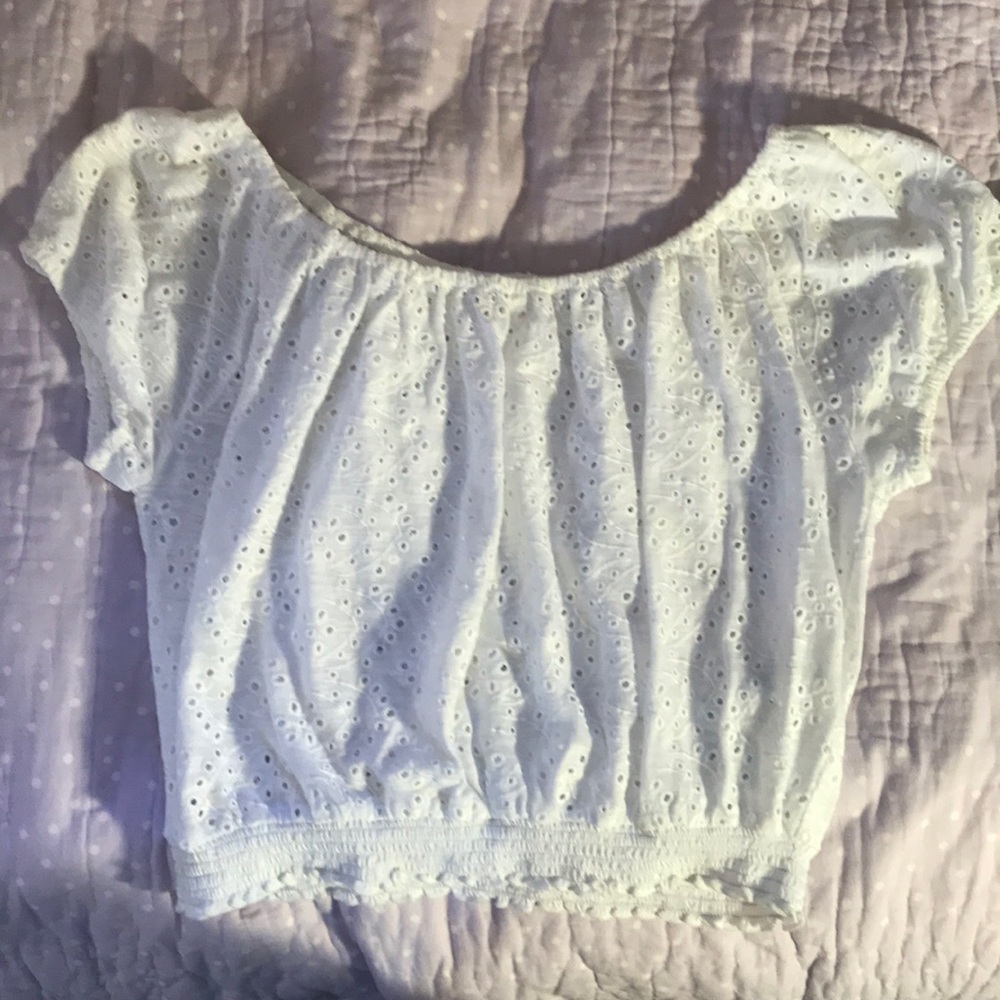 white off-the-shoulder blouse